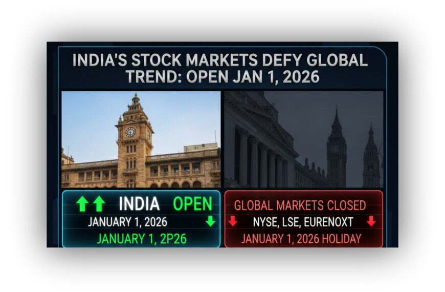 the National Stock Exchange (NSE) and the Bombay Stock Exchange (BSE) — will remain open for trading on Thursday, January 1, 2026