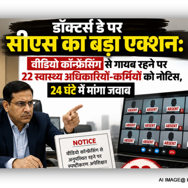 डॉक्टर्स डे पर सीएस का बड़ा एक्शन: वीडियो कॉन्फ्रेंसिंग से गायब रहने पर 22 स्वास्थ्य अधिकारियों-कर्मियों को नोटिस, 24 घंटे में मांगा जवाब