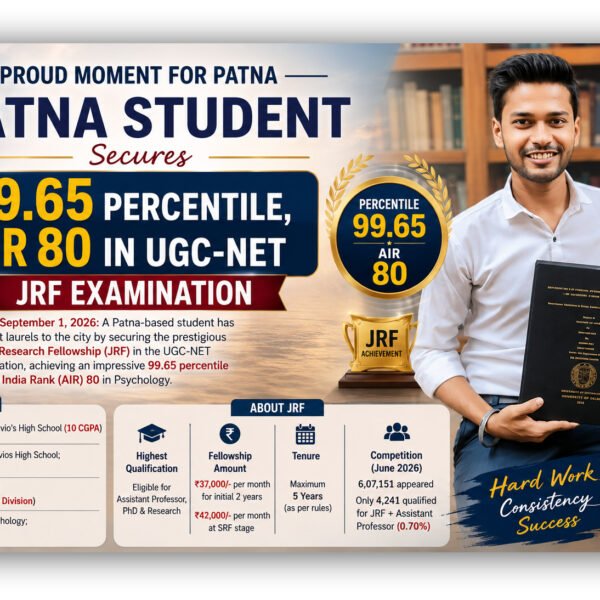 Patna Student Secures 99.65 Percentile, AIR 80 in UGC-NET JRF Examination