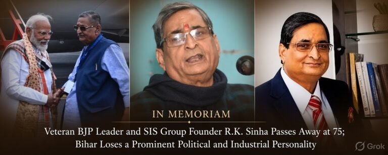 Veteran BJP Leader and SIS Group Founder R.K. Sinha Passes Away at 75; Bihar Loses a Prominent Political and Industrial Personality